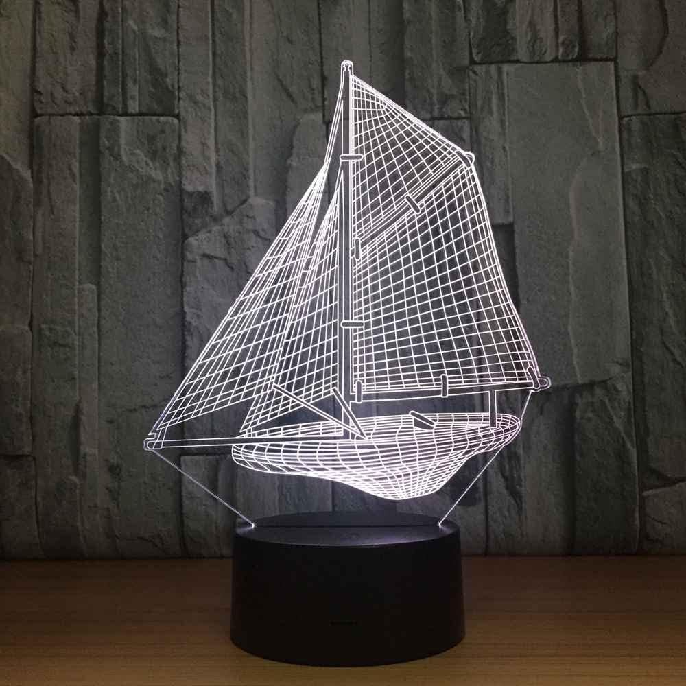 Макет Макет 3D ночника в виде парусной лодки для лазерной резки