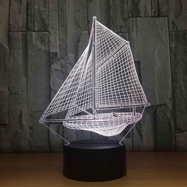 Макет Макет 3D ночника в виде парусной лодки для лазерной резки — изображение 2