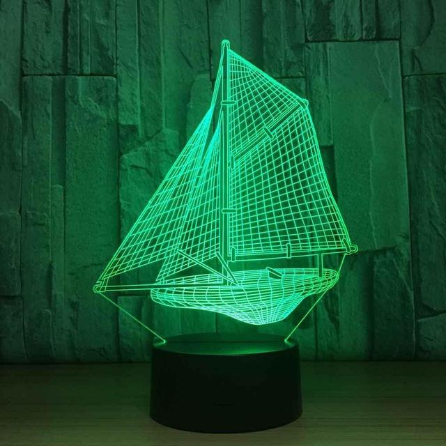 Макет Макет 3D ночника в виде парусной лодки для лазерной резки — изображение 4