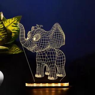 Интересный макет Макет 3D-лампы в виде слонёнка для лазерной резки файл dxf