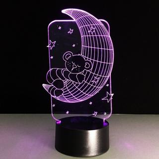 Интересный макет Макет 3D-ночника в виде плюшевого мишки на луне для лазерной резки