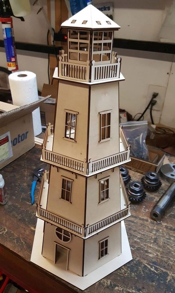 Макет Макет 3D-паззла Маяк для лазерной резки файл dxf