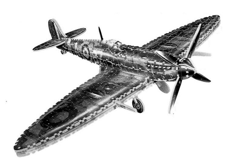 Макет Макет 3D-паззла Supermarine Spitfire для лазерной резки