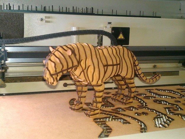 Макет Макет 3D-пазла в виде тигра для лазерной резки