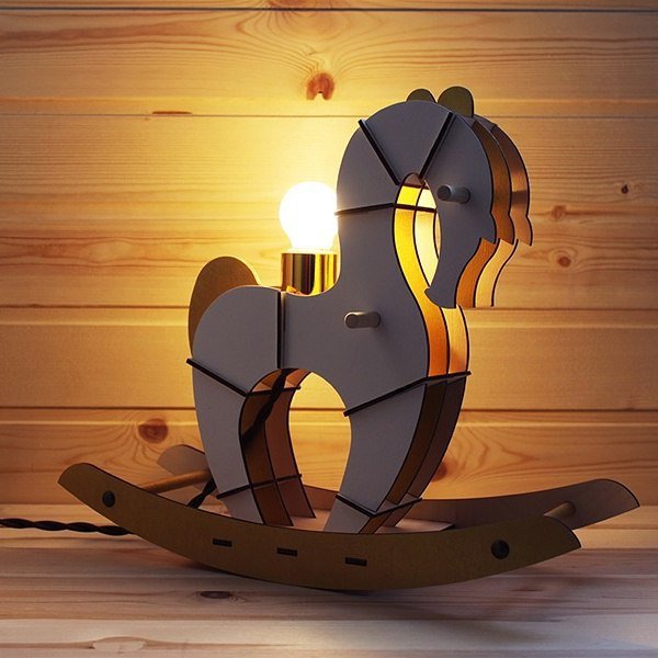 Макет Макет rocking horse lamp для лазерной резки