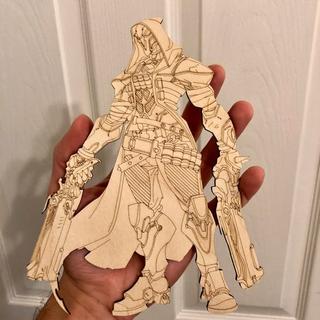 Интересный макет Макета фигурки для действия рейпера из Overwatch для лазерной резки