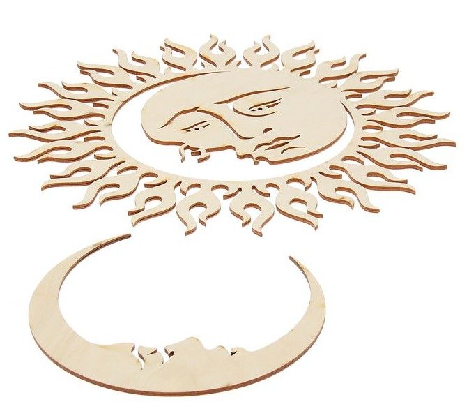 Макет Макеты деревянных фигурок луны и солнца для лазерной резки
