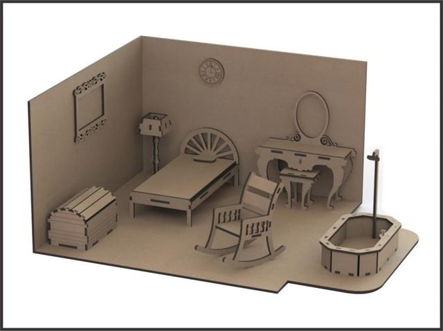 Макет Мебель для куклы из дерева для лазерной резки — изображение 4