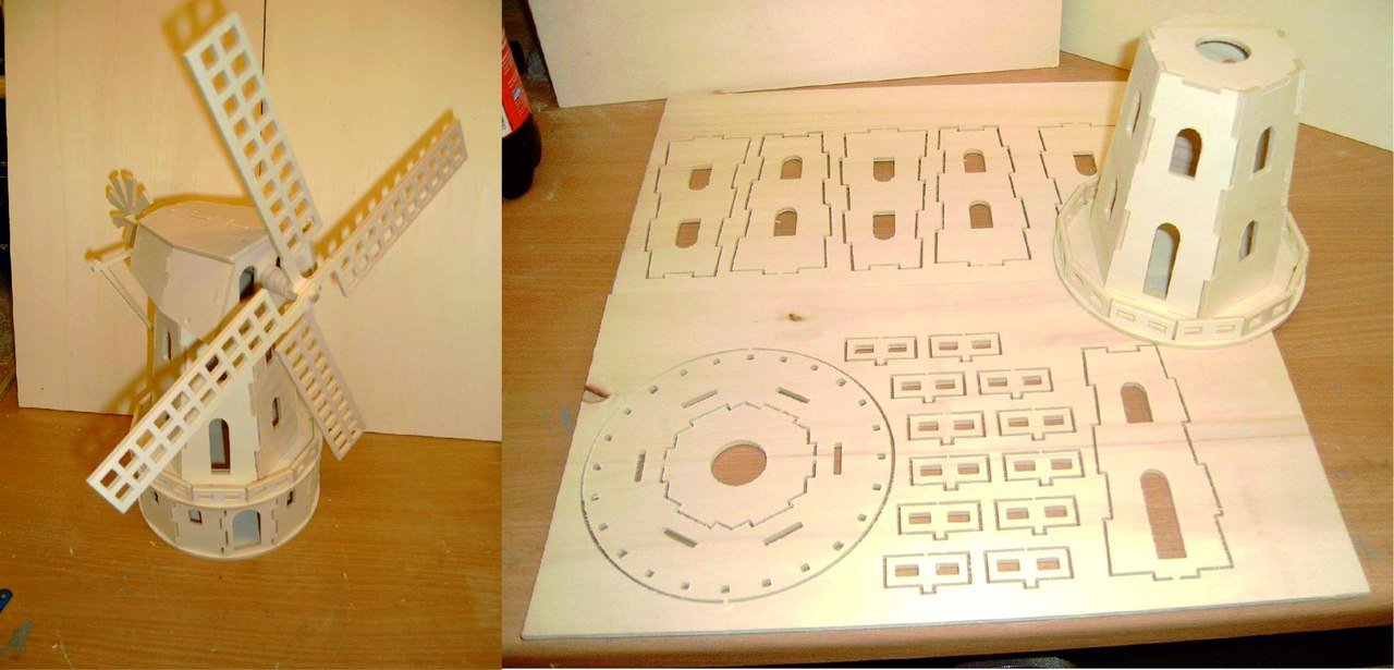 Макет Мельница Чертёж для станка dxf файл
