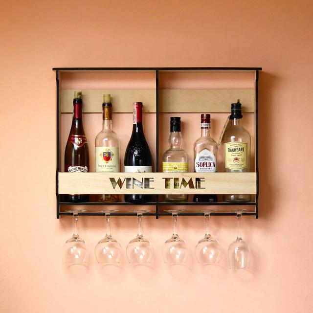 Макет Мини-бар для 6 бутылок и бокалов настенный для лазерной резки — изображение 5