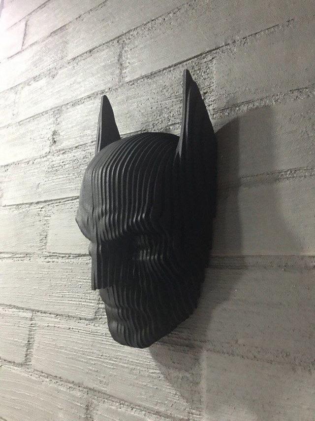 Макет Многослойная 3D-фигурка головы Бэтмена для декора стен макет для лазерной резки файл DXF