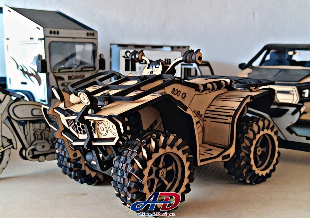 Макет Модель квадроцикла ATV для лазерной резки по дереву