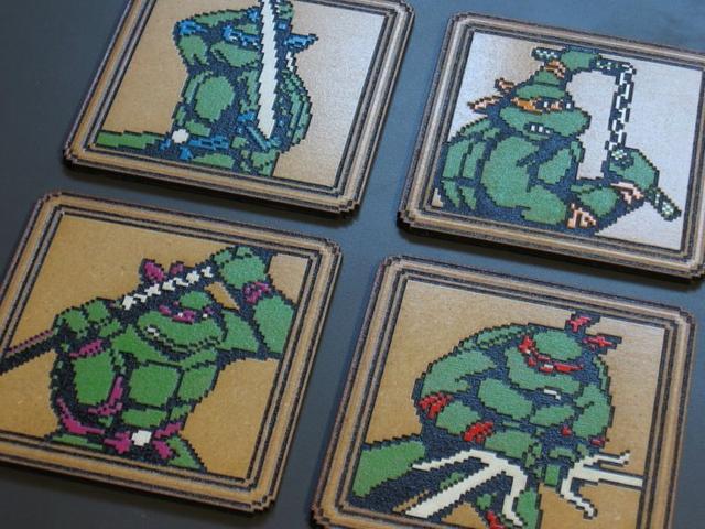 Макет Набор подставок для стаканов с изображением TMNT2 для лазерной резки — изображение 6