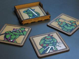 Интересный макет Набор подставок для стаканов с изображением TMNT2 для лазерной резки