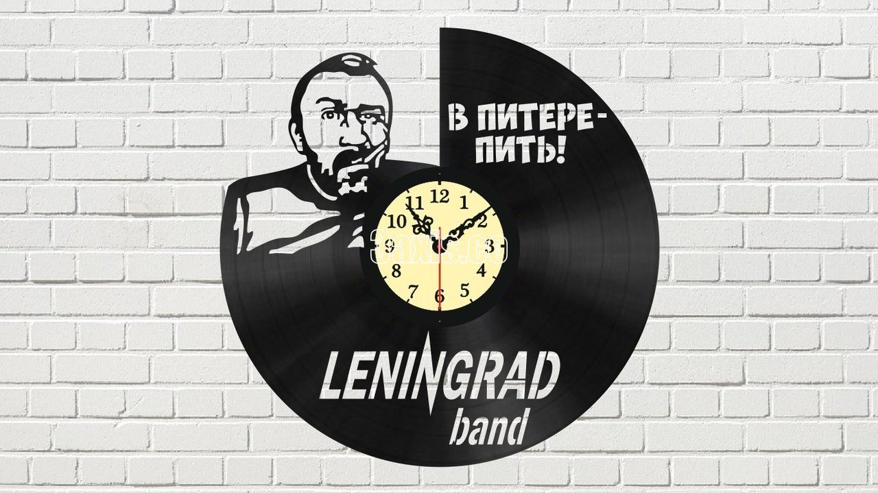 Макет Настенные часы в виде виниловой пластинки группы Ленинград для лазерной резки макет для станка