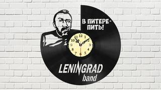 Интересный макет Настенные часы в виде виниловой пластинки группы Ленинград для лазерной резки макет для станка