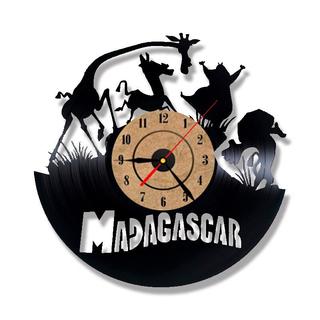 Интересный макет Настенные часы в тематике Мадагаскара по виниловому образцу для лазерной резки