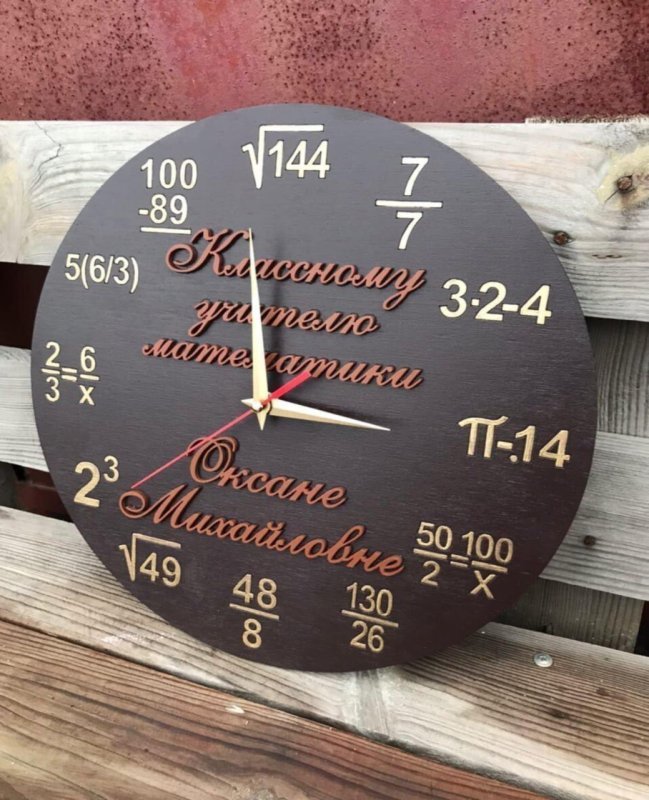 Макет Настенные часы для учителя математики макет для лазерной резки