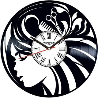 Интересный макет Настенные часы для beauty-салона в стиле парикмахерской для лазерной резки макет для станка