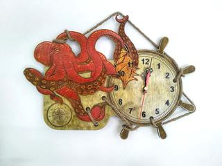Интересный макет Настенный календарь-осьминог для лазерной резки векторный макет