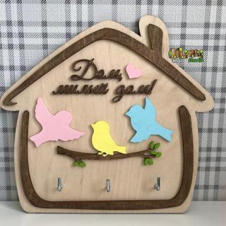 Интересный макет Настенный ключница-птица для лазерной резки