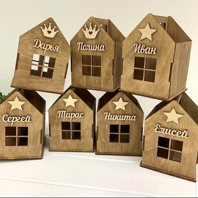 Макет Настольный органайзер-подставка для ручек в виде симпатичного домика для лазерной резки — изображение 2