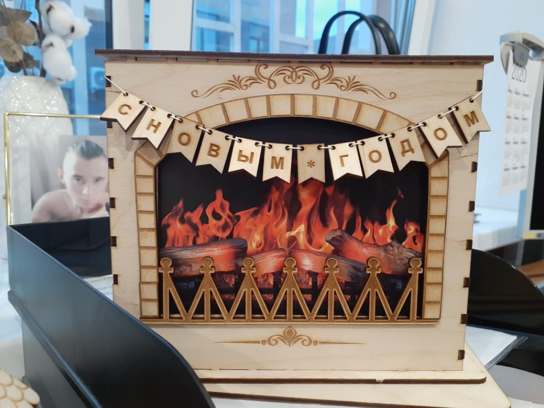Макет Новогодний декор для камина для лазерной резки