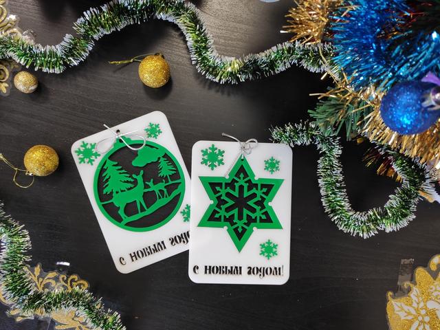 Макет Новогодняя поздравительная открытка-декор в виде ёлки для лазерной резки — изображение 2