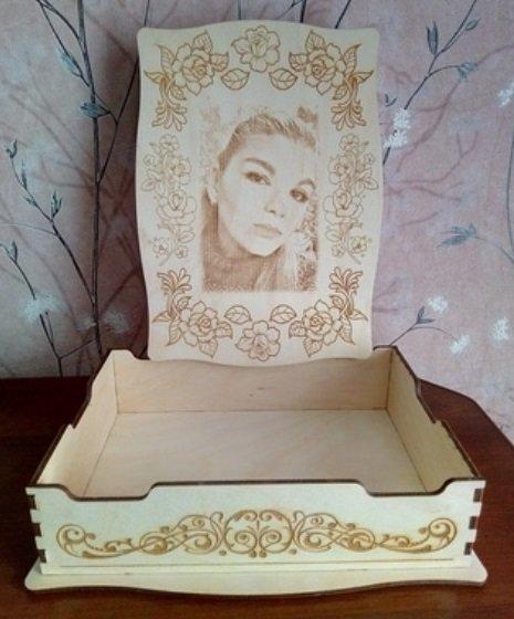 Макет Персонализированная коробка с декором для лазерной резки чертёж для станка — изображение 2