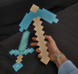 Интересный макет Пиксельный меч из Minecraft для лазерной резки