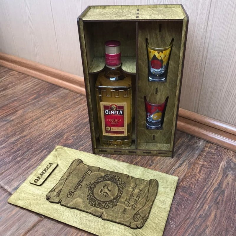 Макет Подарочная коробка для алкоголя макет для лазерной резки