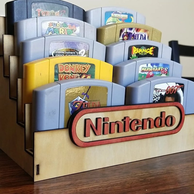 Макет Подставка для дисплея картриджа Nintendo 64 для лазерной резки