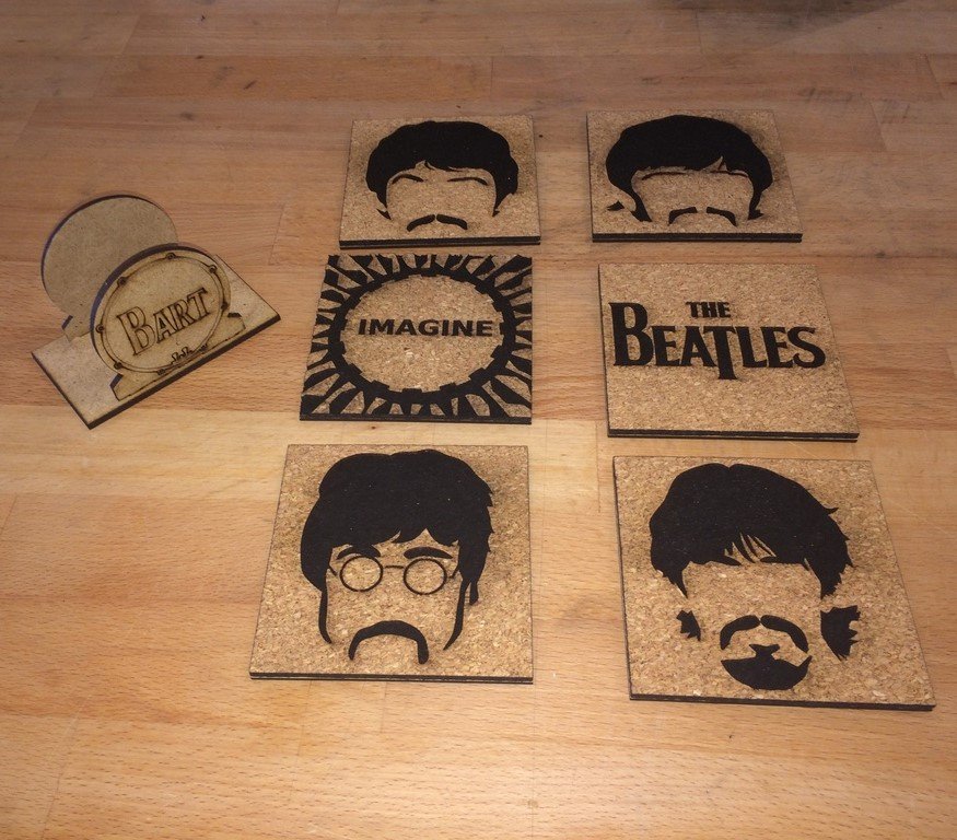 Макет Подставки под кружки с изображением The Beatles для лазерной резки макет для станка