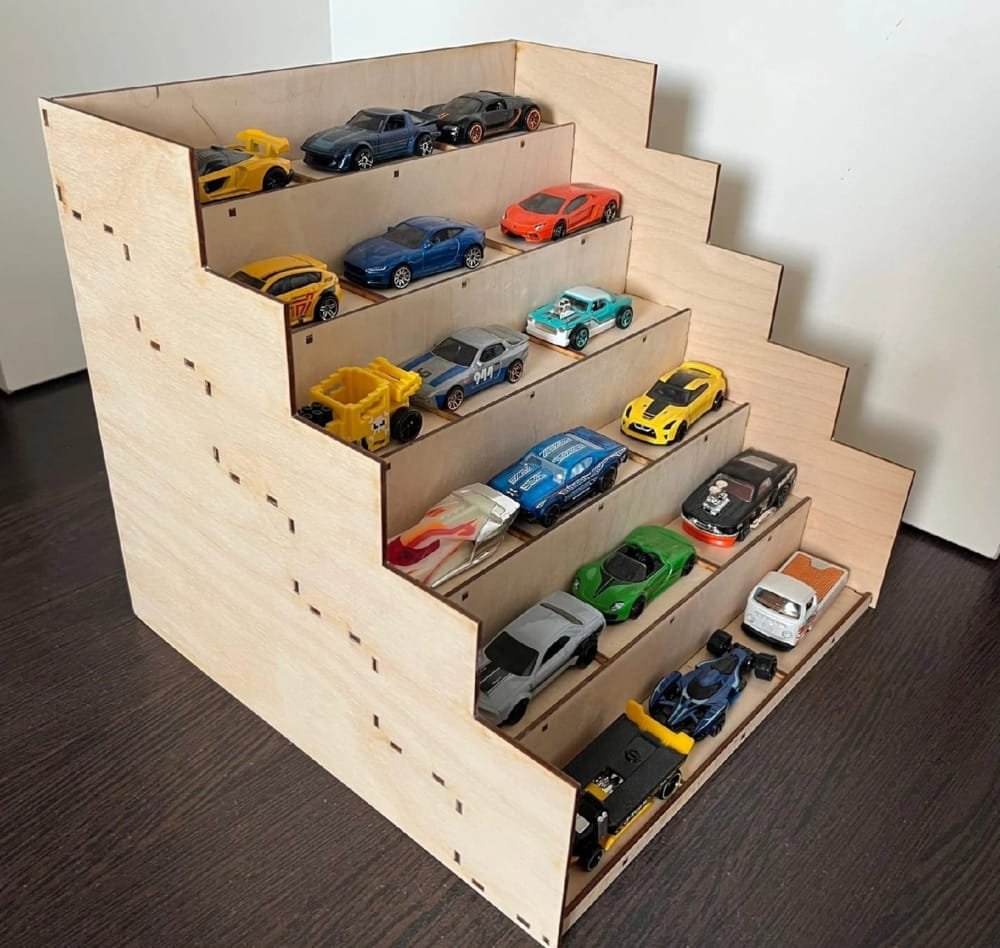 Макет Полка-хранилище для машинок Hot Wheels чертёж для лазерной резки