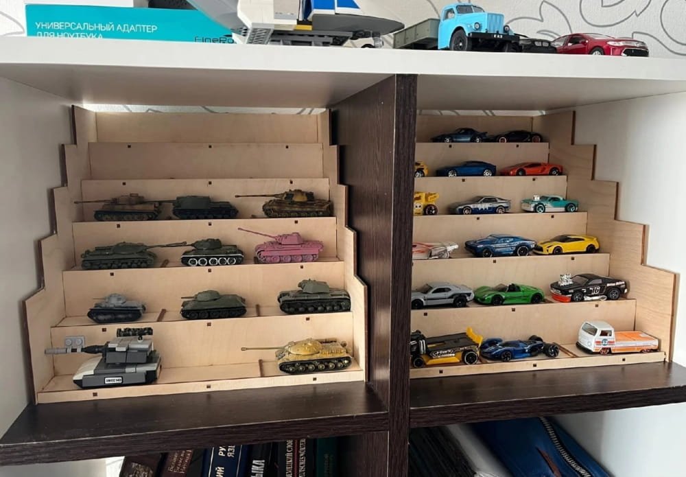 Макет Полка-хранилище для машинок Hot Wheels чертёж для лазерной резки