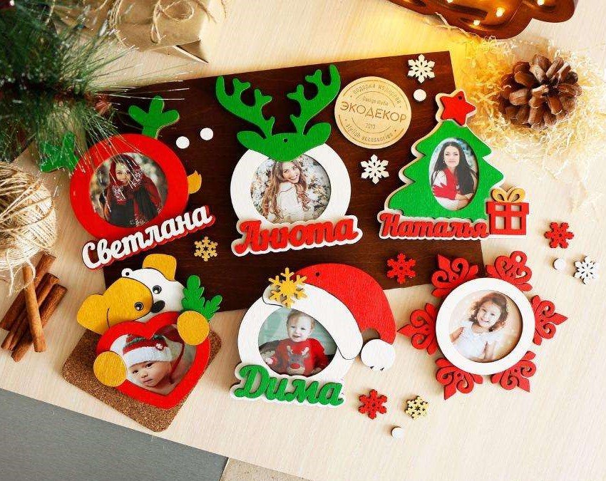 Макет Рождественские фоторамки макет для лазерной резки