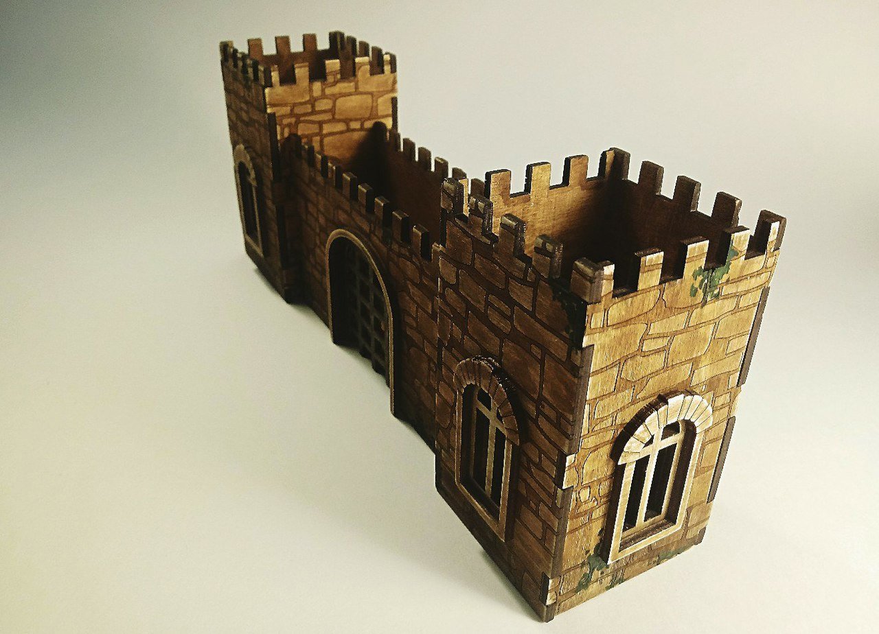 Макет Сложная 3D-модель крепости для лазерной резки чертёж для станка