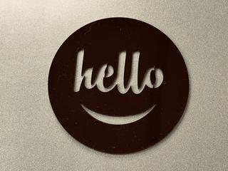 Интересный макет Улыбающийся смайлик hello для лазерной резки чертёж для ЧПУ