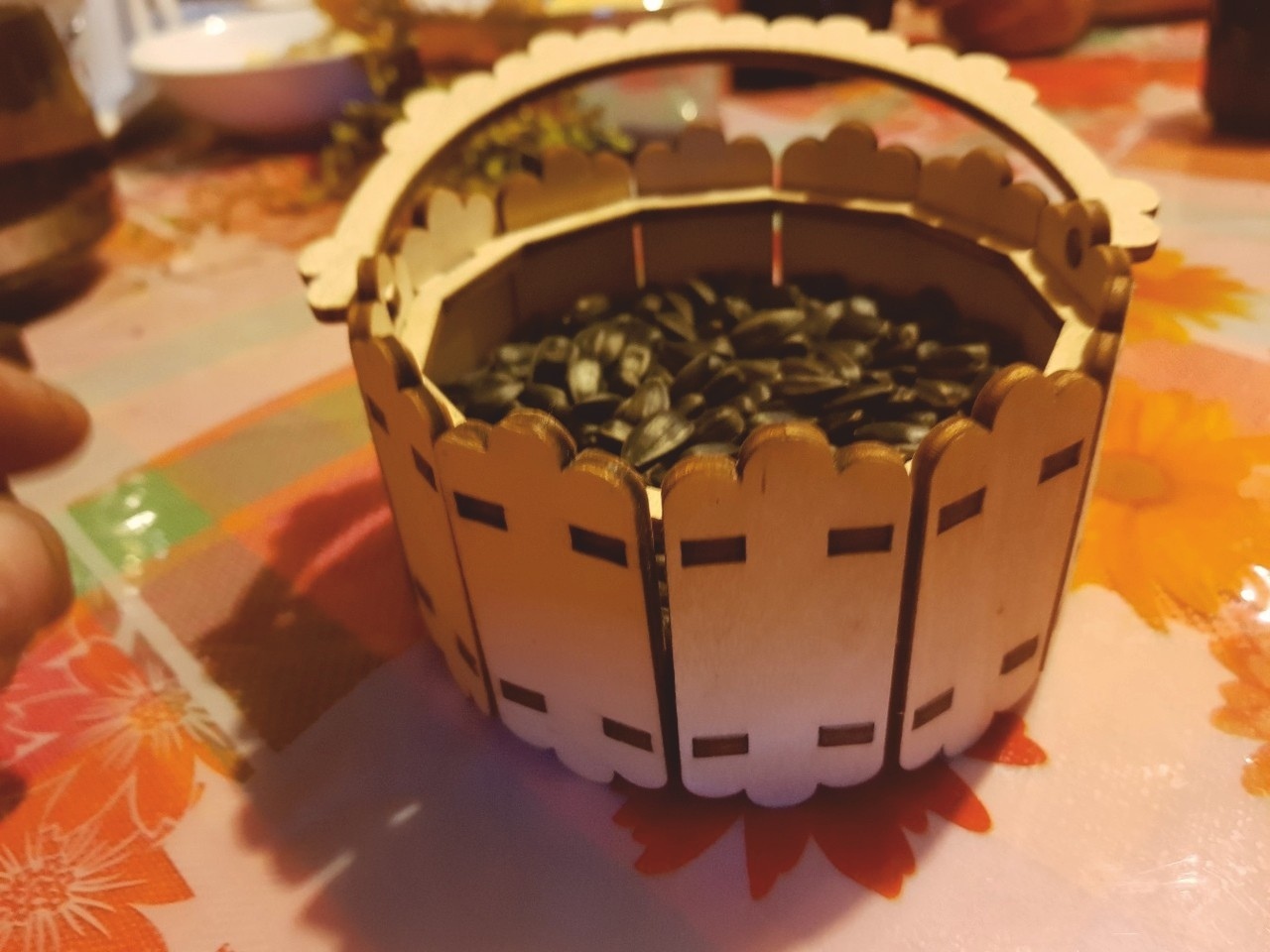 Макет Чертеж деревянной корзины с ручкой для лазерной резки формат dxf