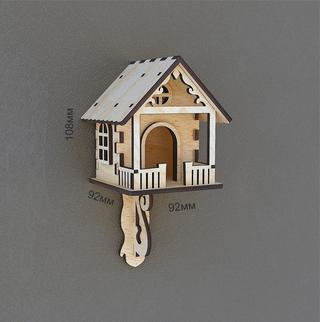 Интересный макет Чертеж для лазерной резки настенного домика-кормушки для птиц 4 мм