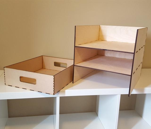 Макет Чертеж для лазерной резки полки Ikea Kallax с тремя ящиками для хранения — изображение 2