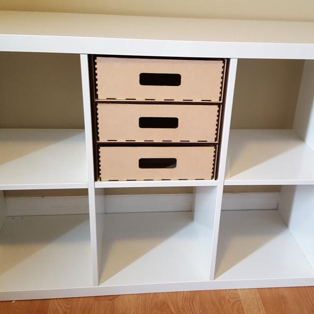 Макет Чертеж для лазерной резки полки Ikea Kallax с тремя ящиками для хранения — изображение 1