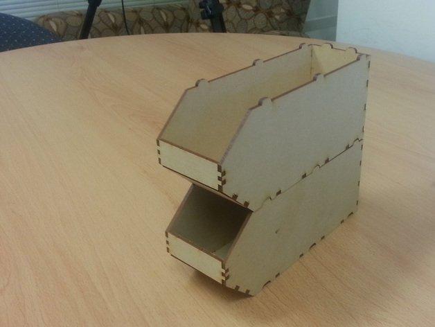 Макет Чертеж для лазерной резки узких штабелируемых коробок формат dxf
