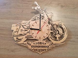 Интересный макет Чертеж для лазерной резки часов в стиле Harley Davidson