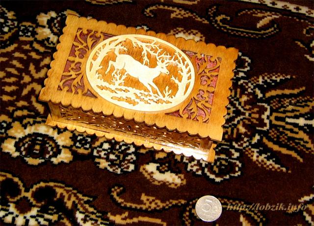 Макет Чертеж для лазерной резки шкатулка с оленем