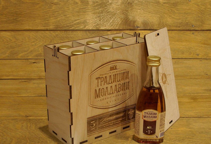 Макет Чертеж ящика для коньяка для лазерной резки