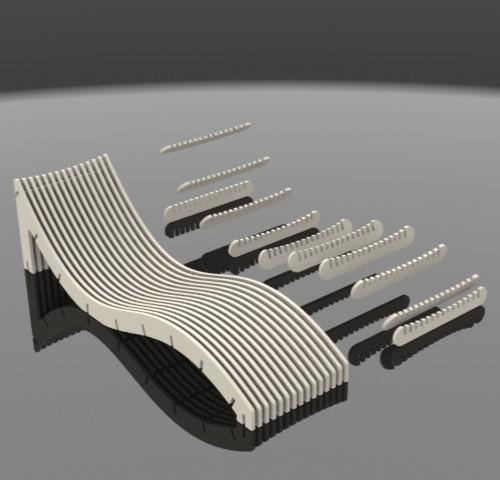 Макет Чертеж lounge chair для лазерной резки файл dxf