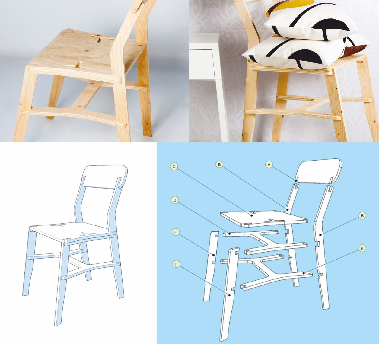 Макет Чертежи для лазерной резки и ЧПУ станка X-chair