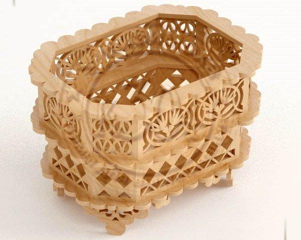 Макет Чертёж декоративной корзины из дерева для лазерной резки
