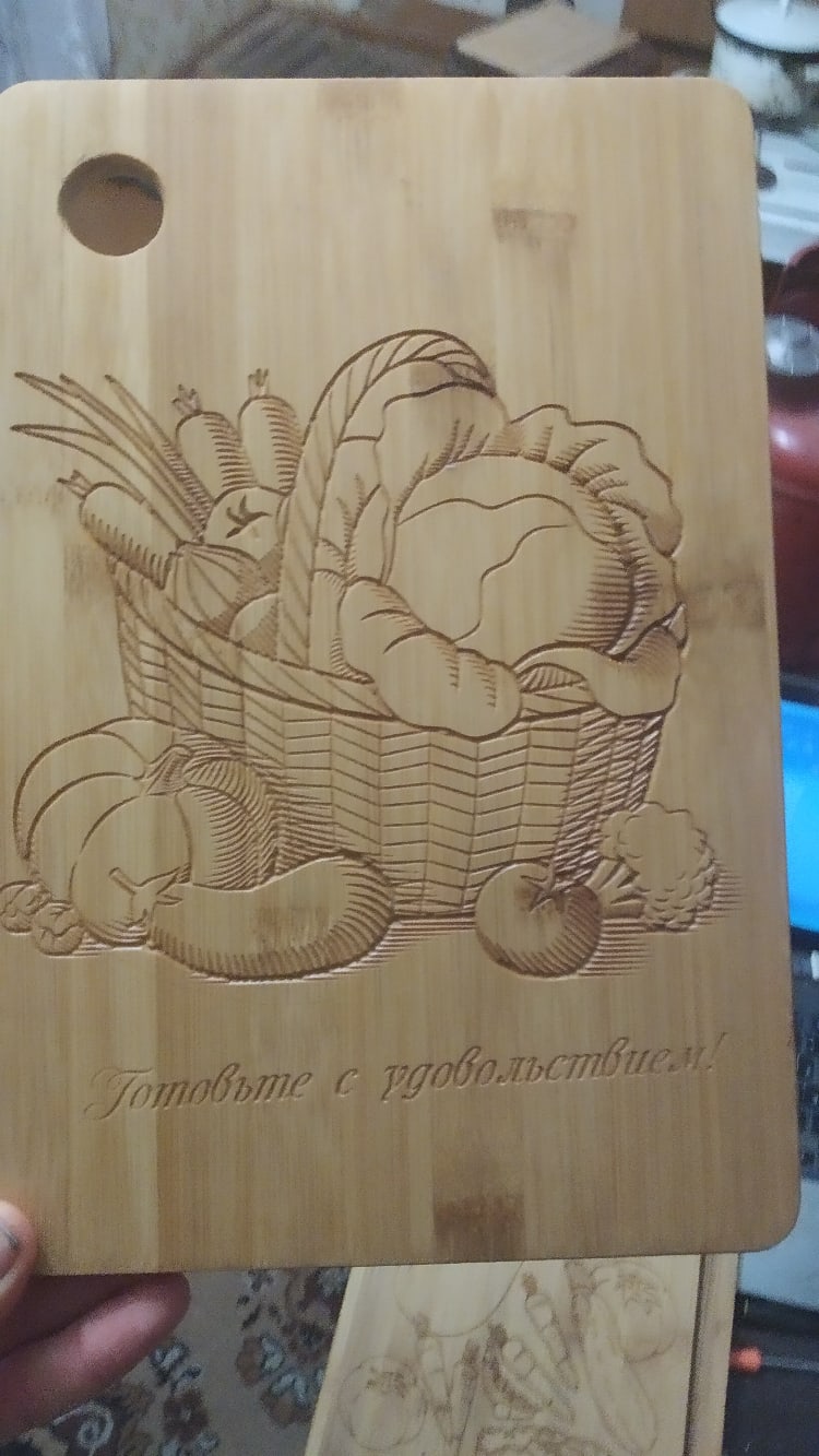 Макет Чертёж для ЧПУ резка и гравировка корзины с овощами на разделочной доске